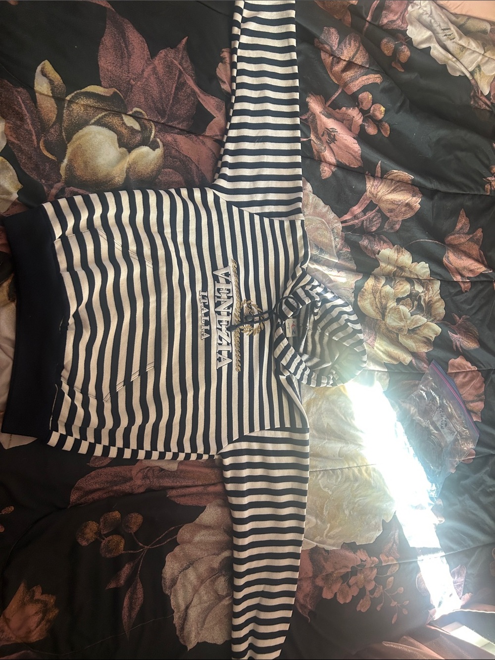 Venezia Navy and White Striped Hooded Sweatshirt for Kids